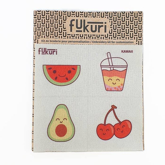 Light Gray Stickerei - Stickvorlage - Kawaii-Früchte