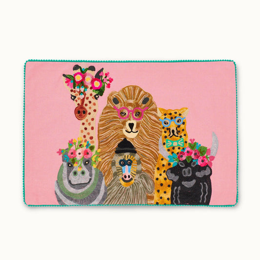 Kissen mit Füllung Wildtiere Pink