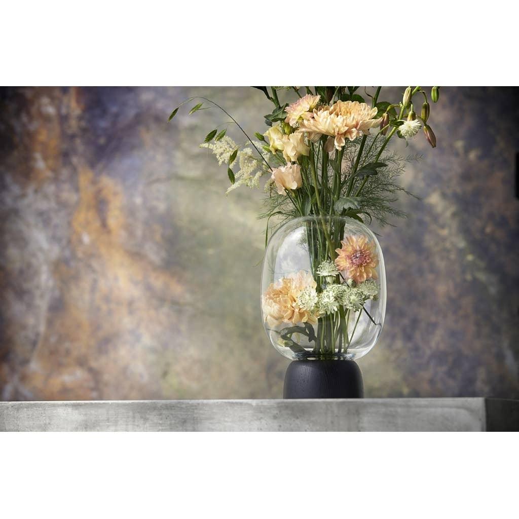 Slate Gray Morchella Vase Eiche/Klarglas, H. 27 cm