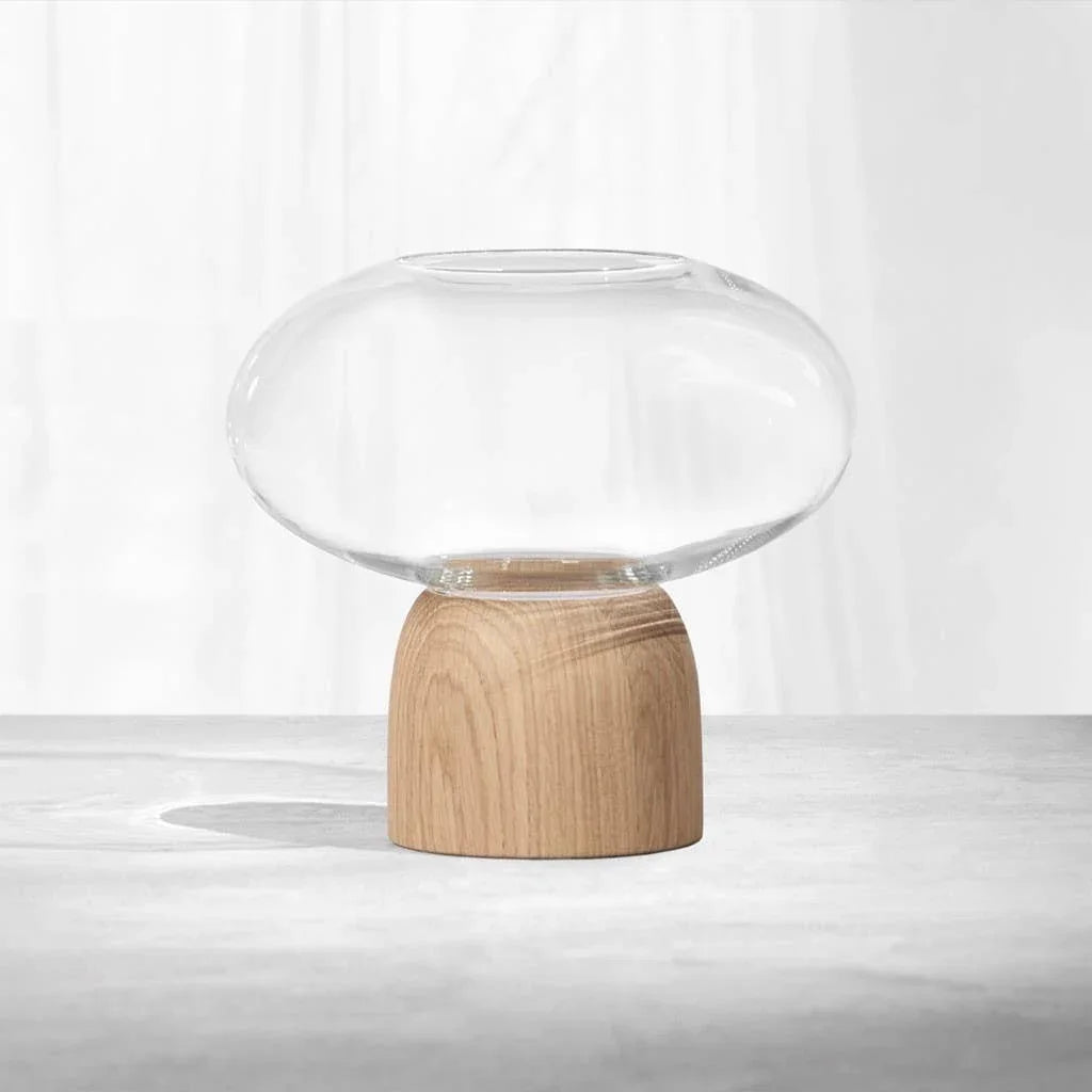 Lavender Porcini Vase Eiche/Klarglas, H. 22 cm