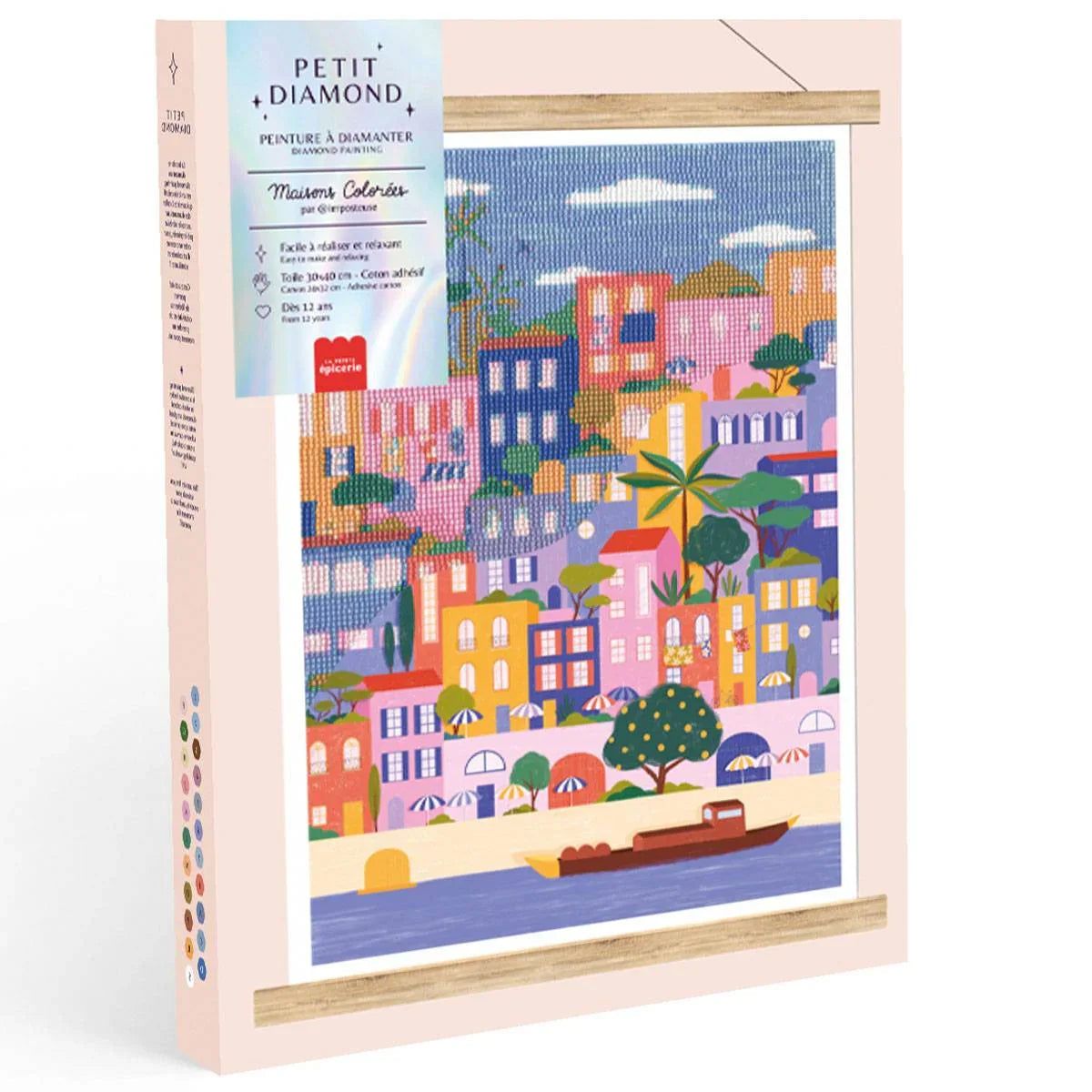 Light Gray Diamond Painting Set - Bunte Häuser