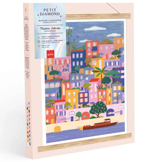 Light Gray Diamond Painting Set - Bunte Häuser