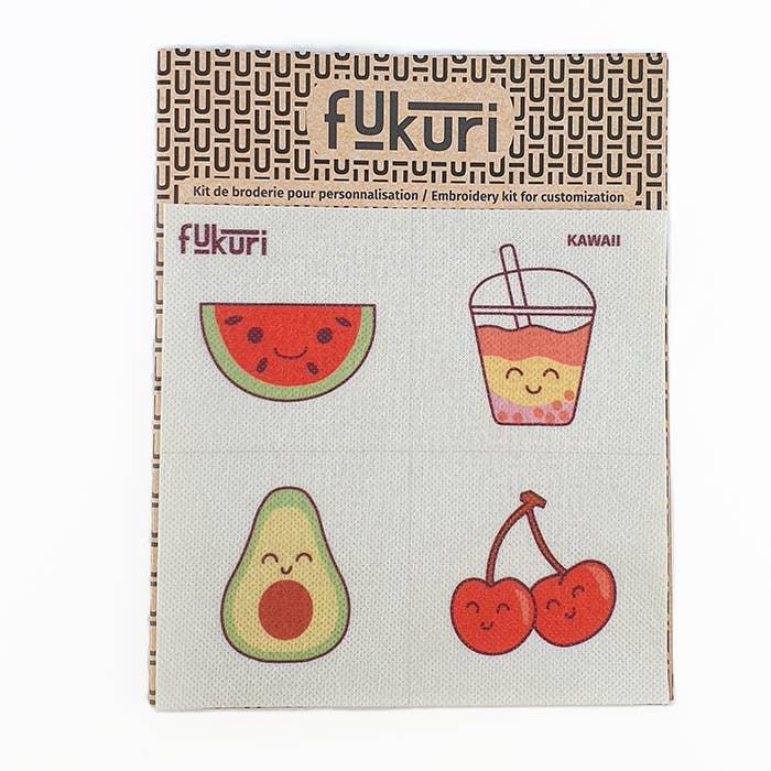 Light Gray Stickerei - Stickvorlage - Kawaii-Früchte
