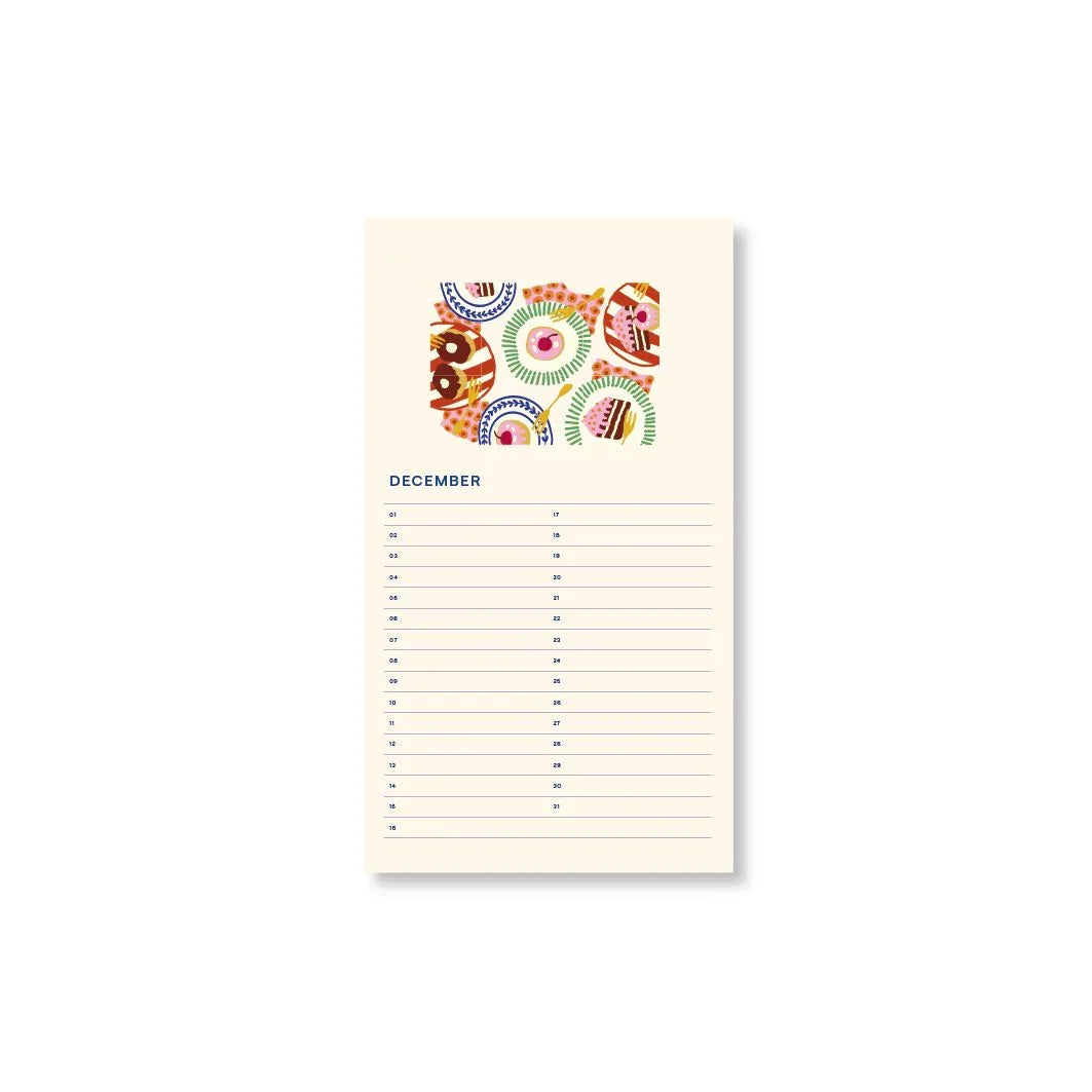 Seashell Fabrique a la Carte Geburtstagskalender Blumen - Immerwährend 32,5x18cm