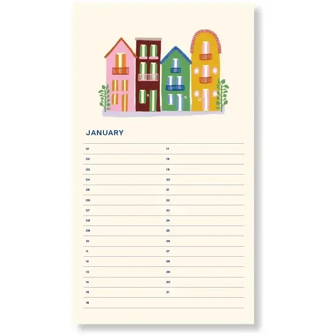 Beige Fabrique Geburtstagskalender Palmtree Checkered - Immerwährend