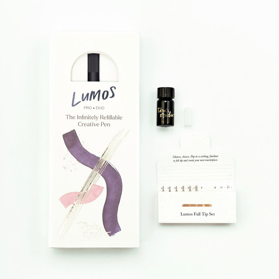 White Smoke Lumos Pro Duo Schwarz – Nachfüllbarer Premium-Stift mit 11 austauschbaren Spitzen