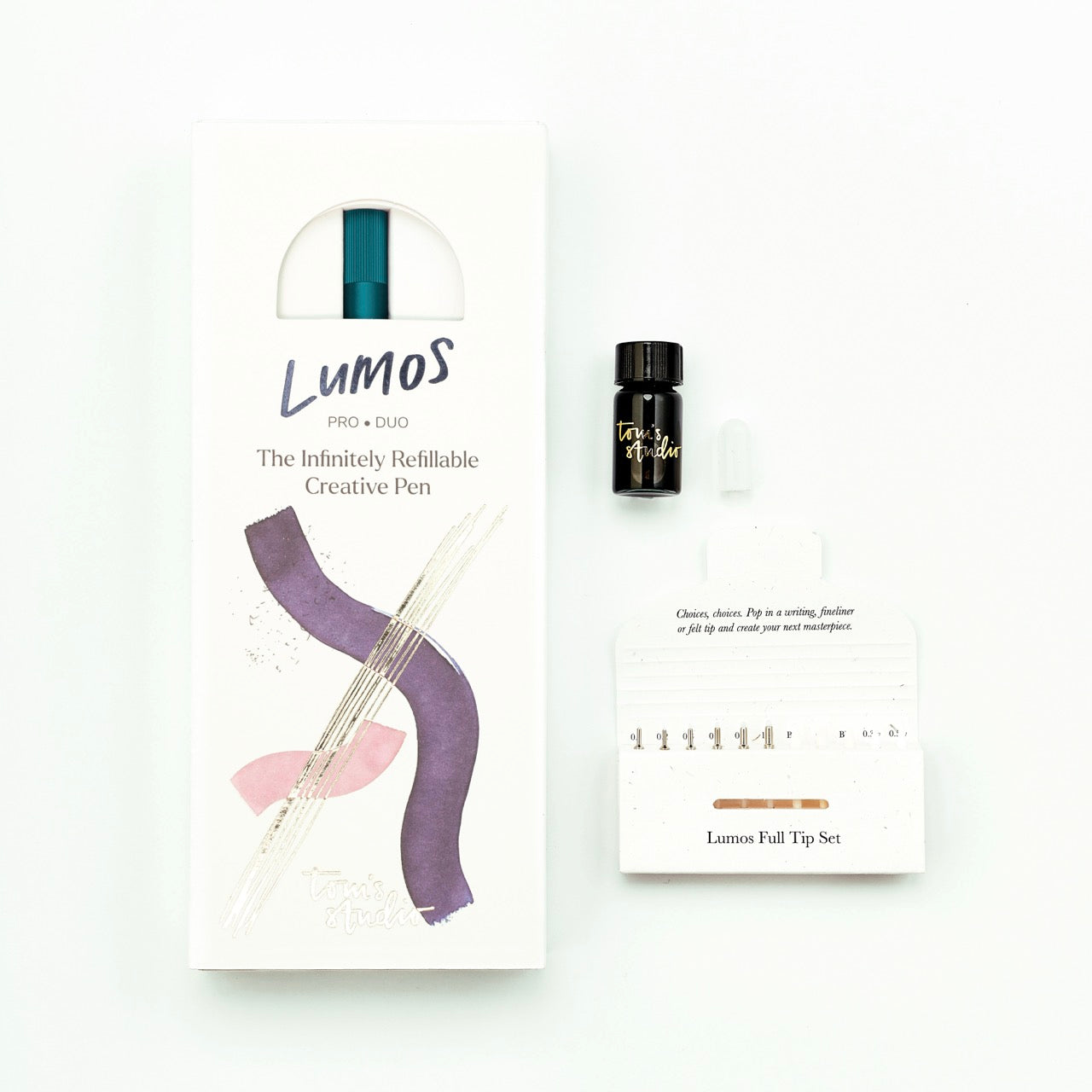 Nachfüllbarer Kreativstift Lumos Duo mit Verpackung, Tinte und Ersatzspitzen-Set