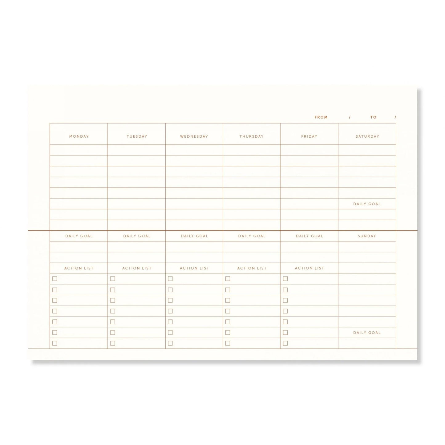 Snow A-Journal Deskplanner Leinen - Wochenplaner undatiert Gold