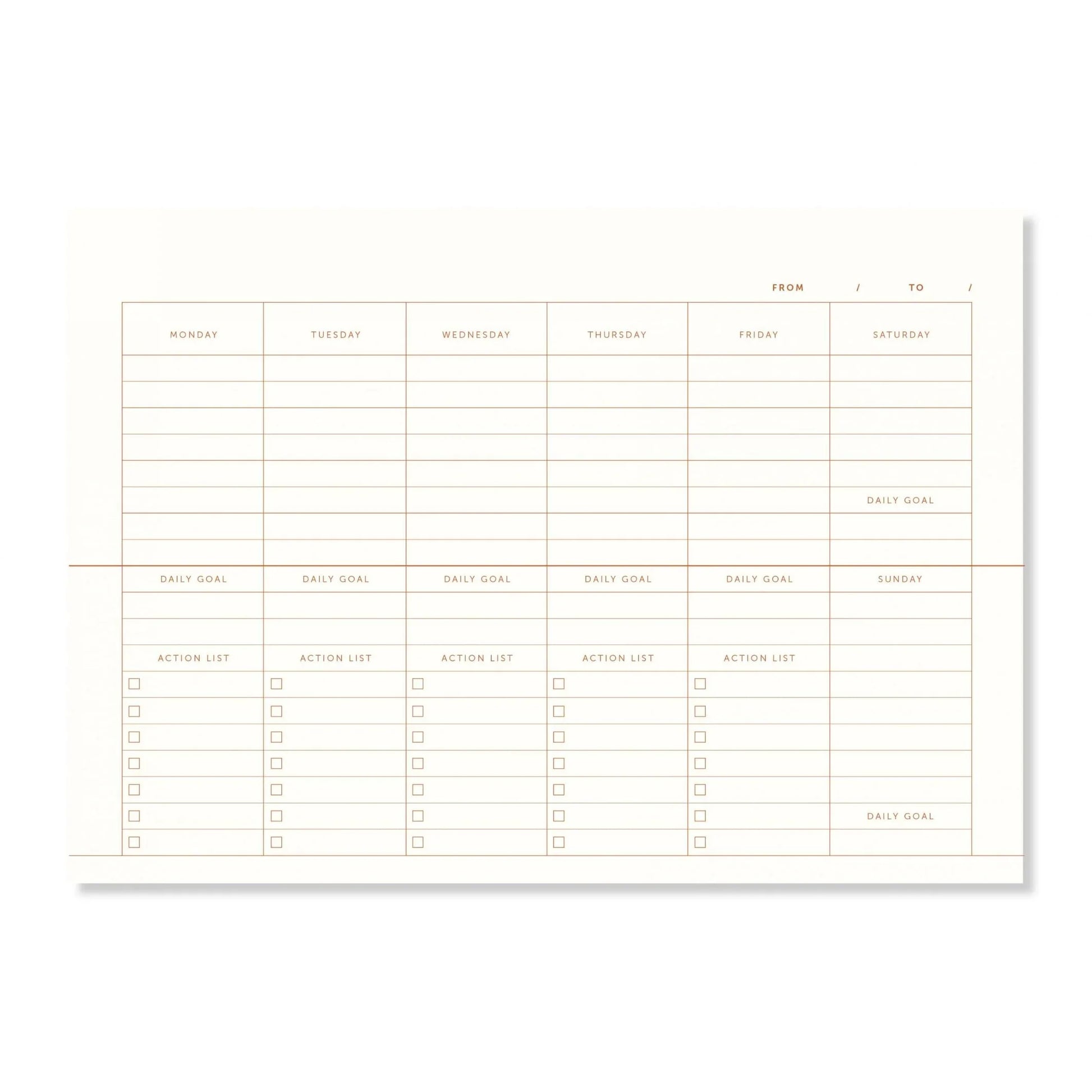 Snow A-Journal Deskplanner Leinen - Wochenplaner undatiert Gold