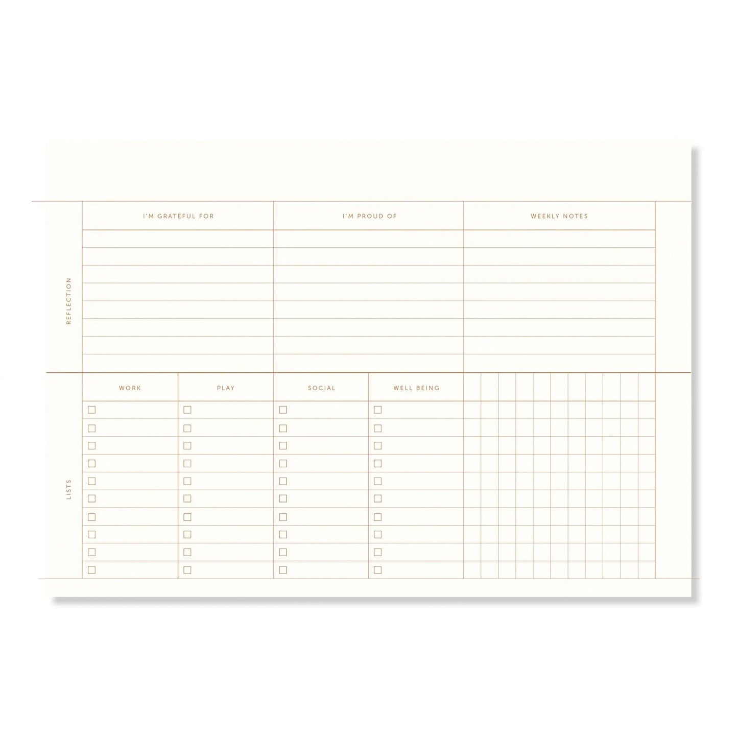 Snow A-Journal Deskplanner Leinen - Wochenplaner undatiert Gold