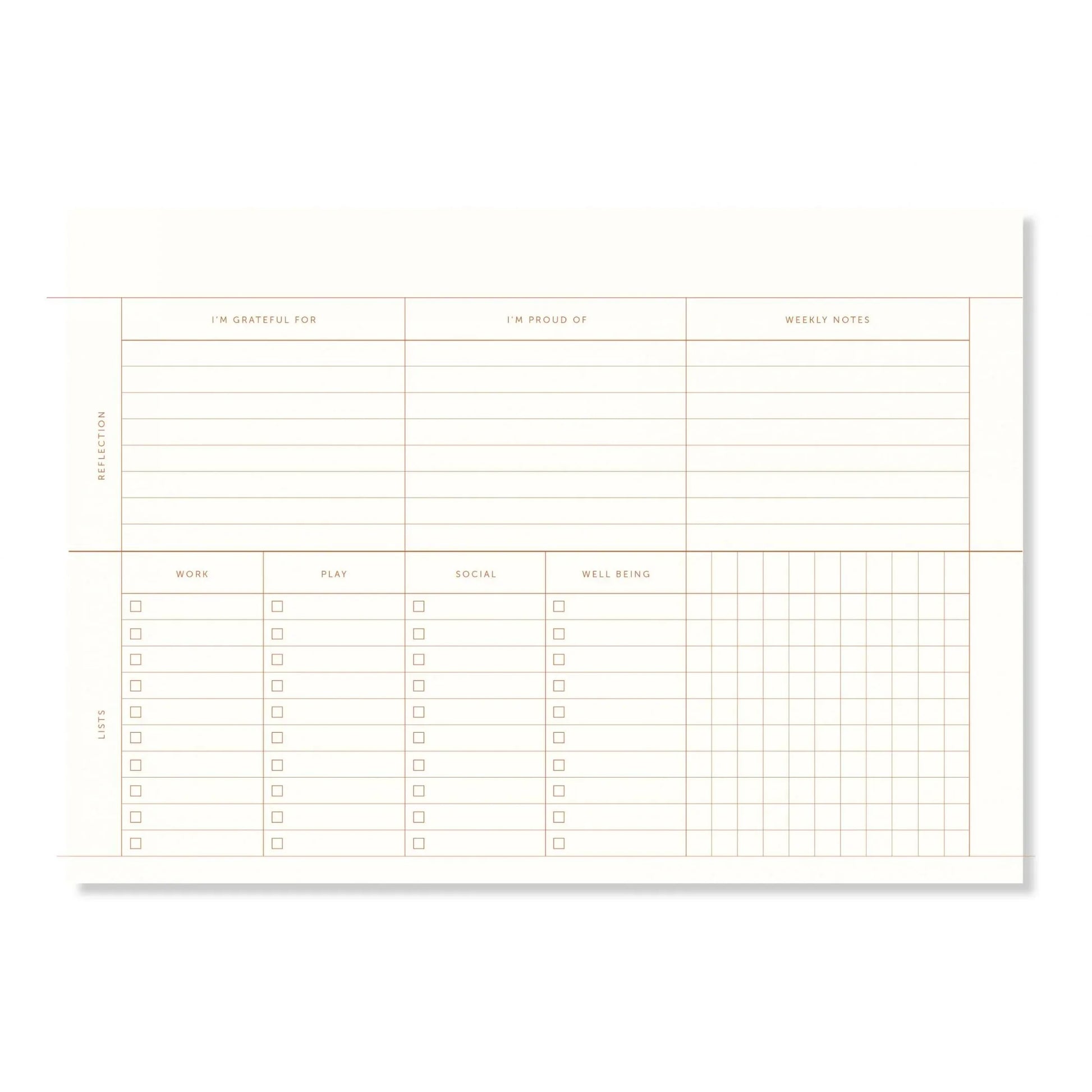 Snow A-Journal Deskplanner Leinen - Wochenplaner undatiert Gold