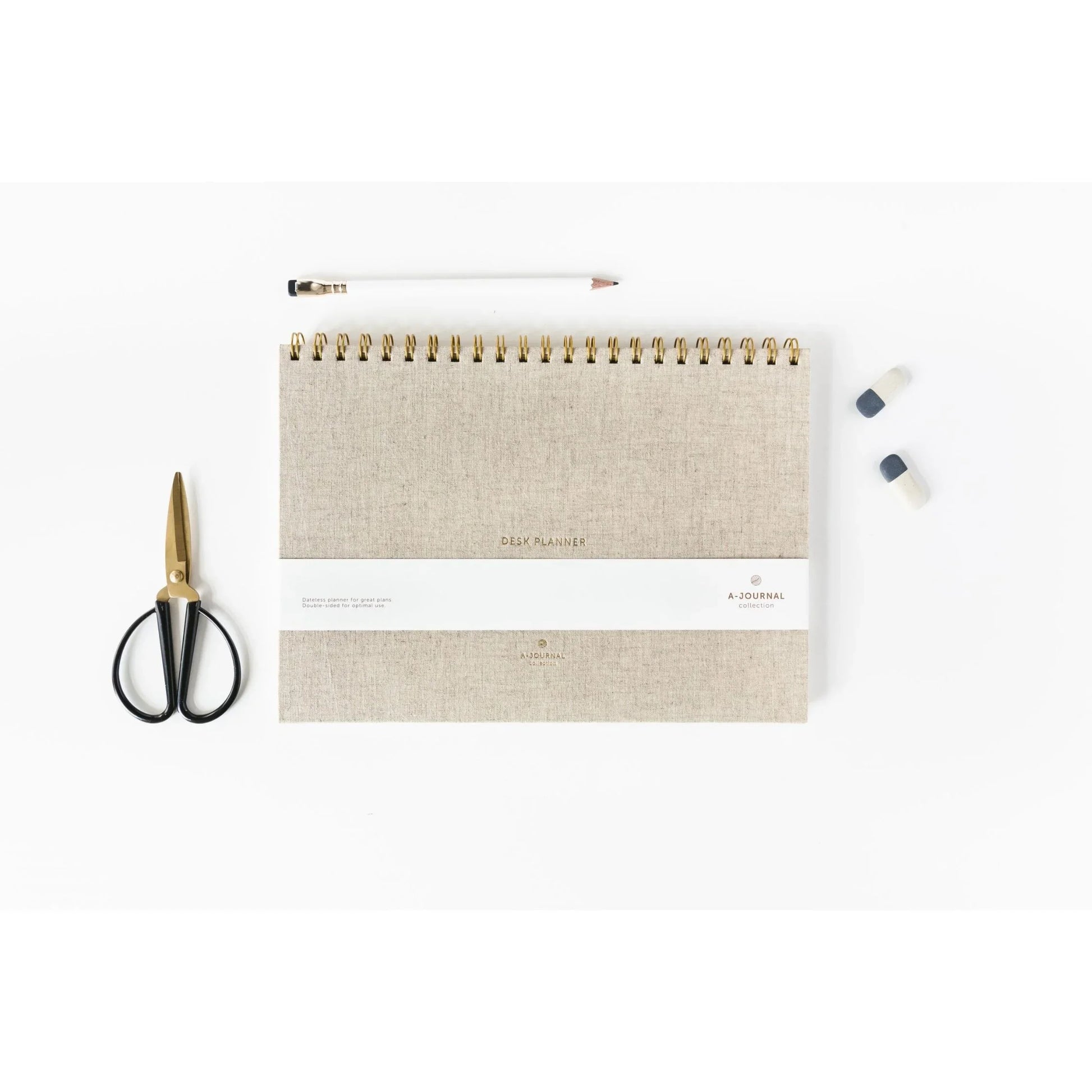 White Smoke A-Journal Deskplanner Leinen - Wochenplaner undatiert Gold