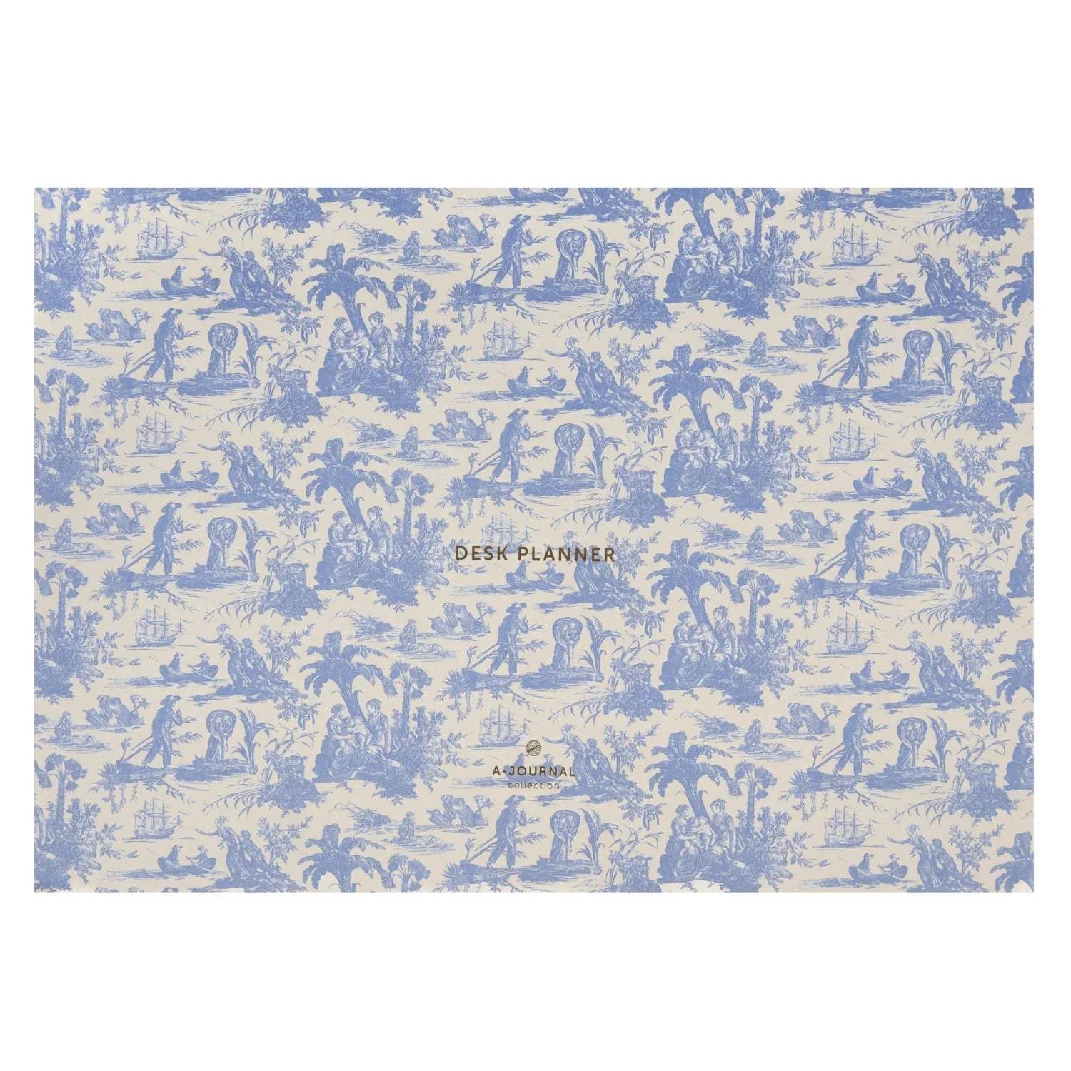 Gray A-Journal Deskplanner Toile de Jouy - Abreißblock Lavendel