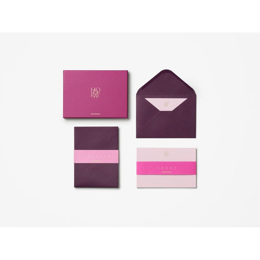 Edles Karten- und Briefset in Lila und Rosa, bestehend aus Umschlägen und Karten