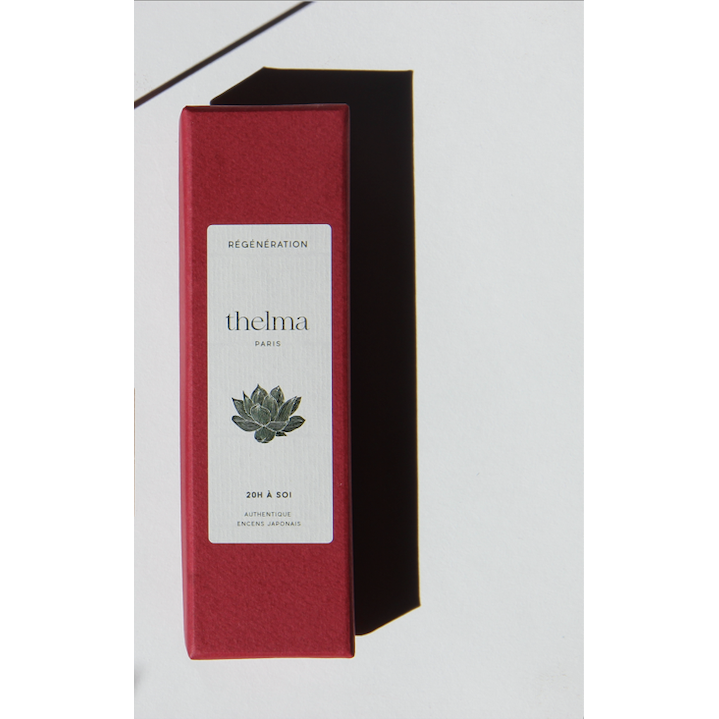 Rote Box mit Lotusblumen-Design, Aufschrift „thelma Paris“, japanisches Räucherwerk