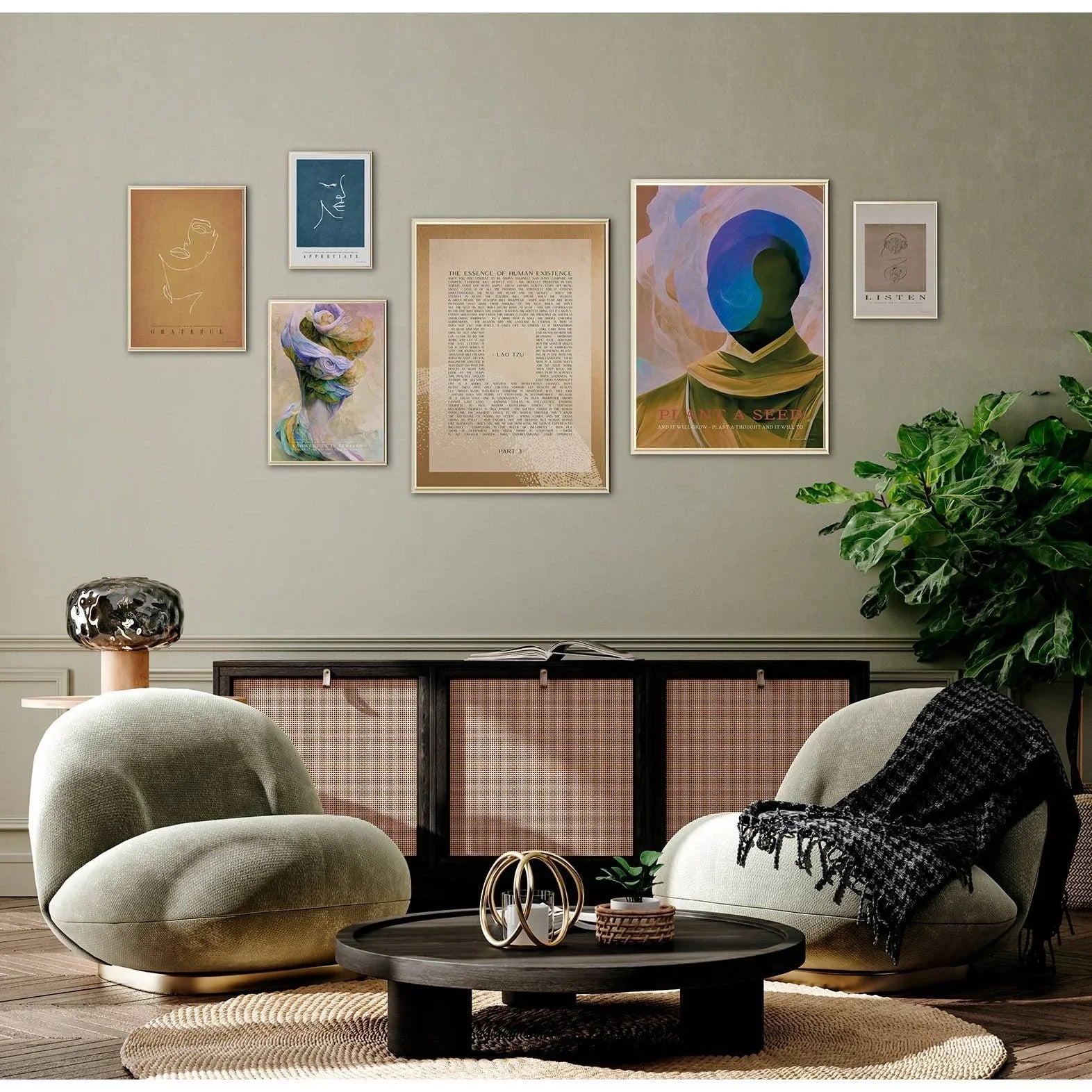 Dark Gray Poster „Lao Tzu Teil 3“: 50 x 70 cm